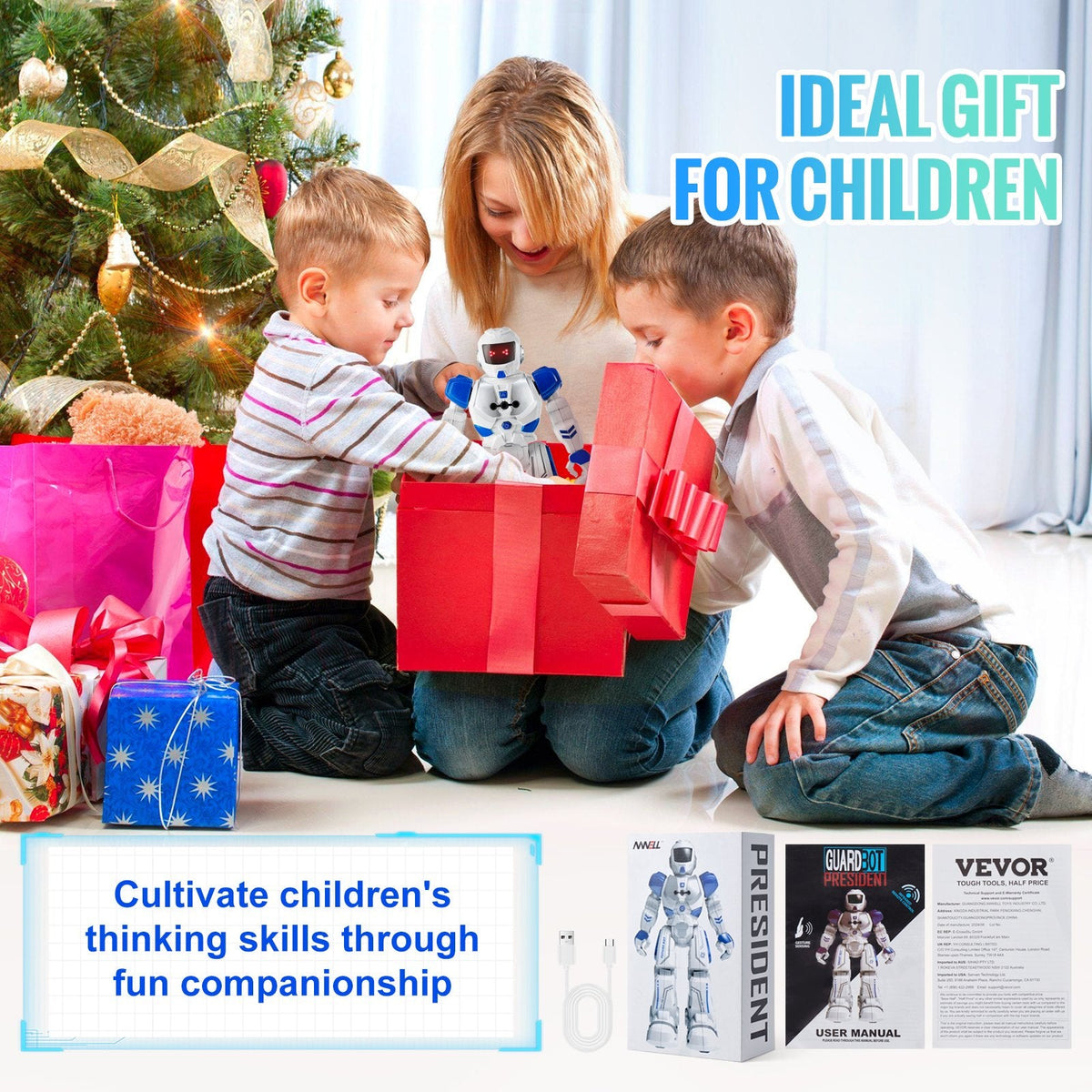 VEVOR RC Robot Toys for Kids, Gesture Sensing Programmable Remote