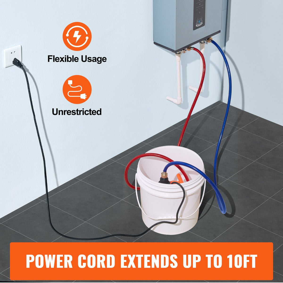 VEVOR Tankless Water Heater Flushing Kit, Includes Efficient Pump &