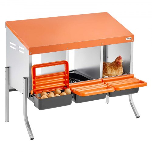 Chicken Nesting Boxes, 3 Compartments, with Support Legs, Easy Egg