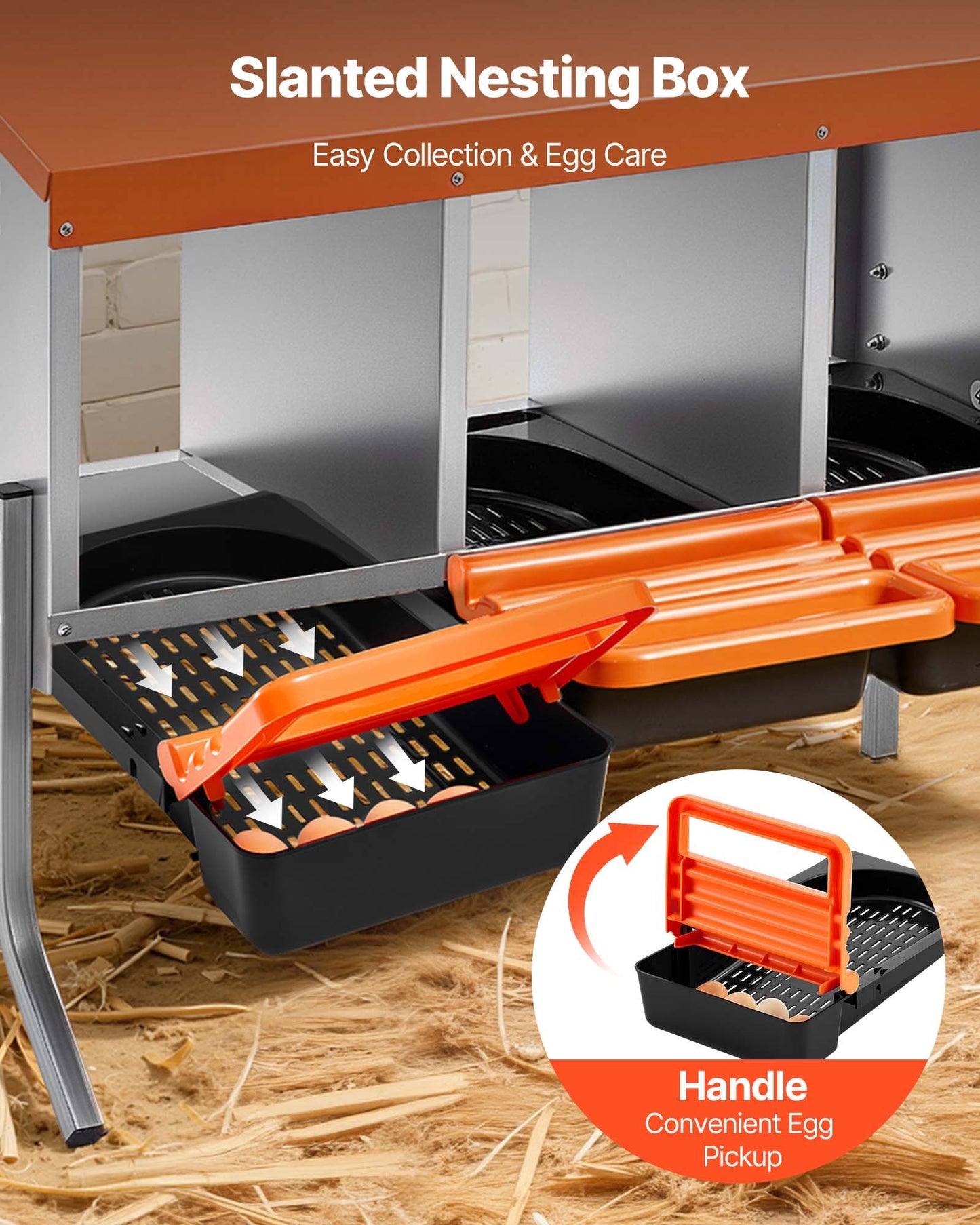 Chicken Nesting Boxes, 3 Compartments, with Support Legs, Easy Egg