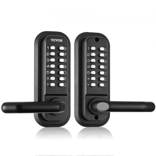 Mechanical Keyless Entry Door Lock, 14 Digit Keypad, Double-sided