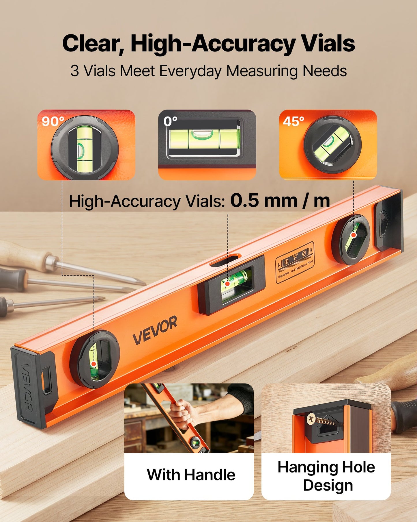 Magnetic Level Set, 4-Piece (400/600/900/1200 mm), Aluminum Alloy