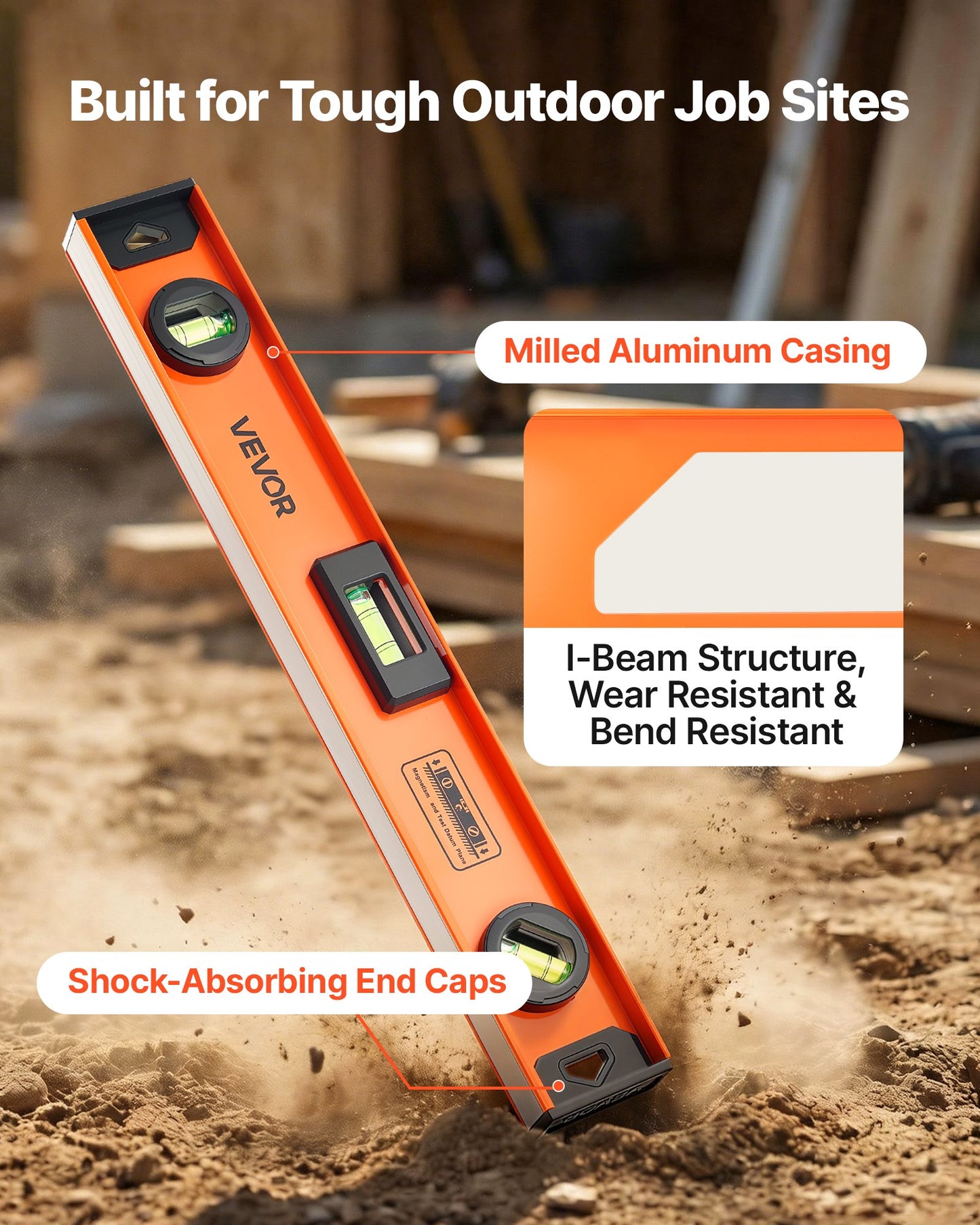 Magnetic Level Set, 4-Piece (400/600/900/1200 mm), Aluminum Alloy