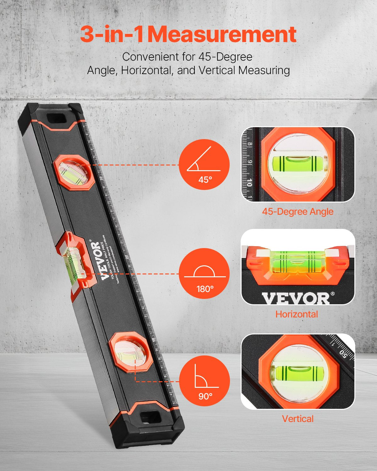 VEVOR 6-Piece Torpedo Level, 78/48/32/24/16/10 Inch All Magnetic