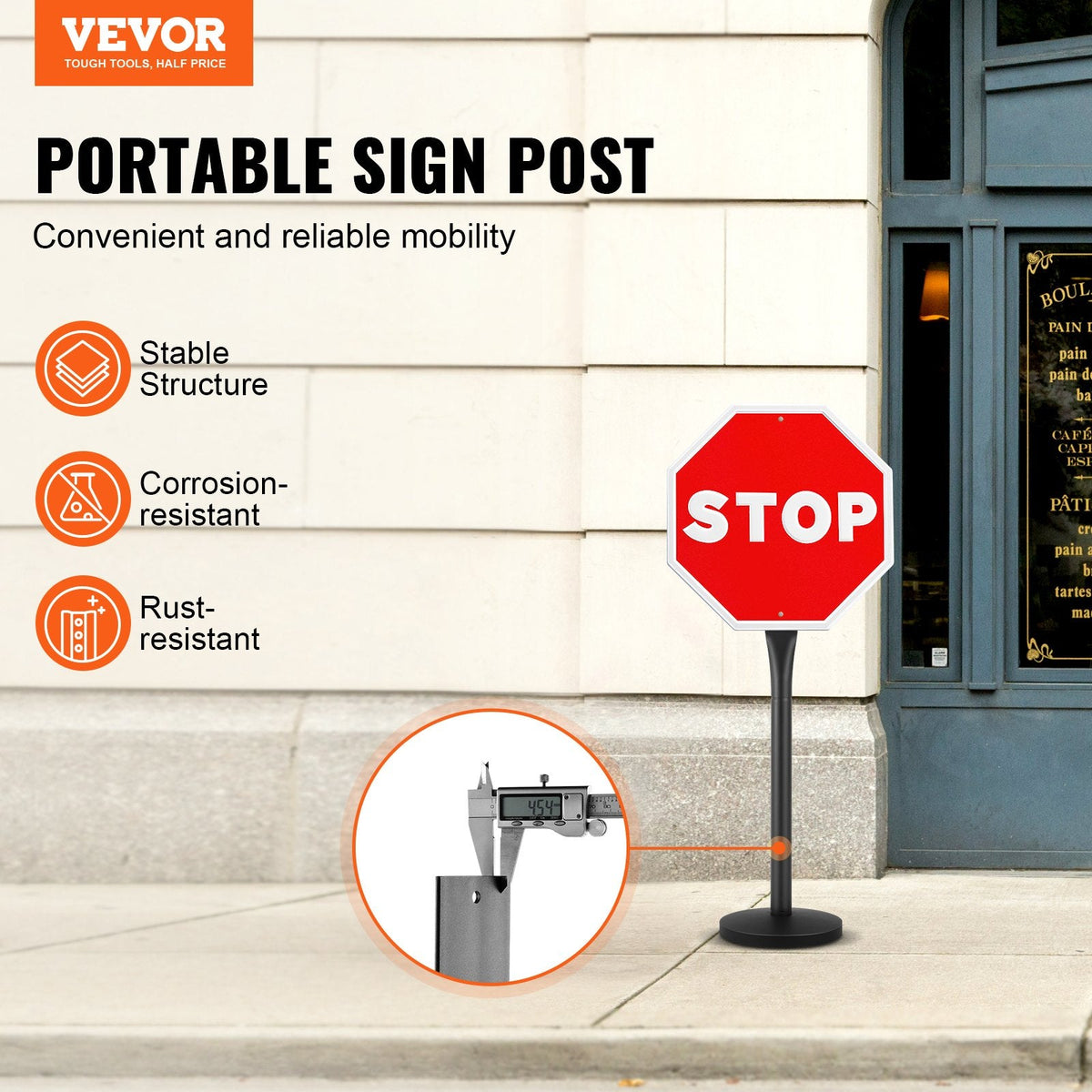 VEVOR Cast Iron Sign Post, 4 ft Portable Heavy Duty Steel Post Sign