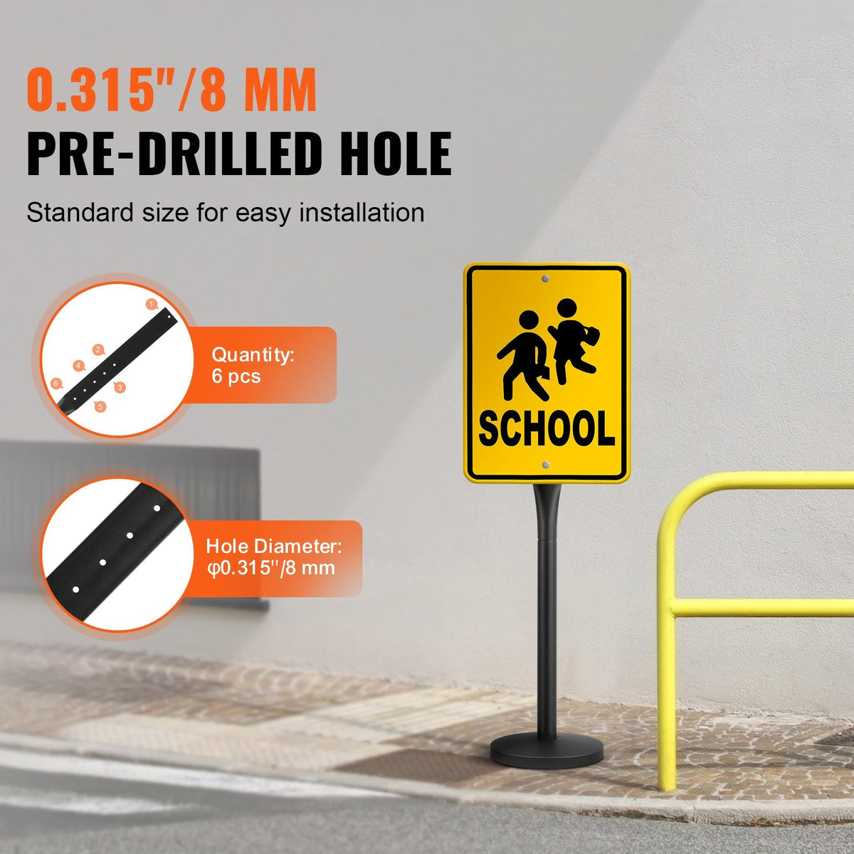 VEVOR Cast Iron Sign Post, 4 ft Portable Heavy Duty Steel Post Sign