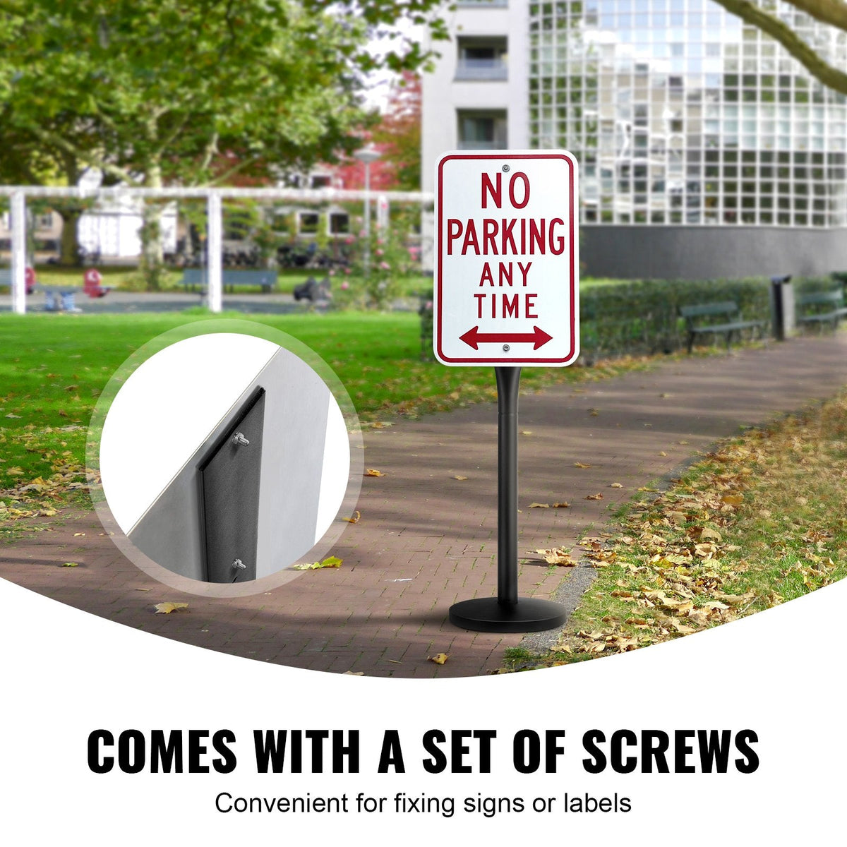 VEVOR Cast Iron Sign Post, 4 ft Portable Heavy Duty Steel Post Sign