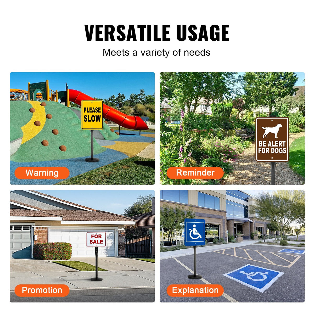 VEVOR Cast Iron Sign Post, 4 ft Portable Heavy Duty Steel Post Sign