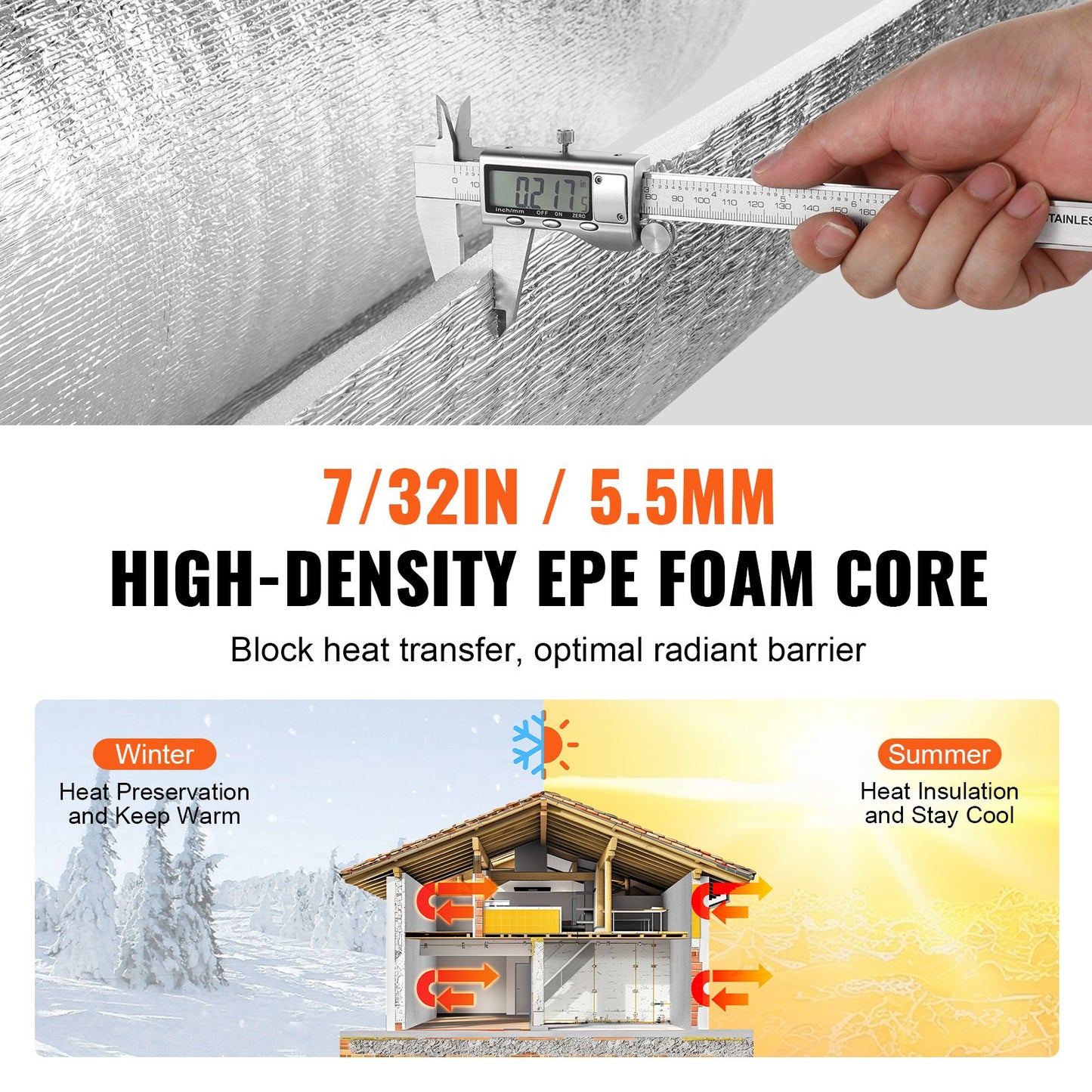 Double Reflective Insulation Roll, Foam Core Radiant Barrier, 5.5mm 48