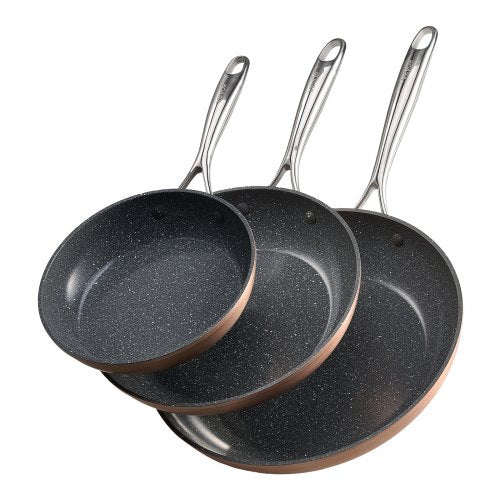Frying Pan Skillet, Aluminum Egg Fry Pans, 3 Piece (200, 270, 300 mm),