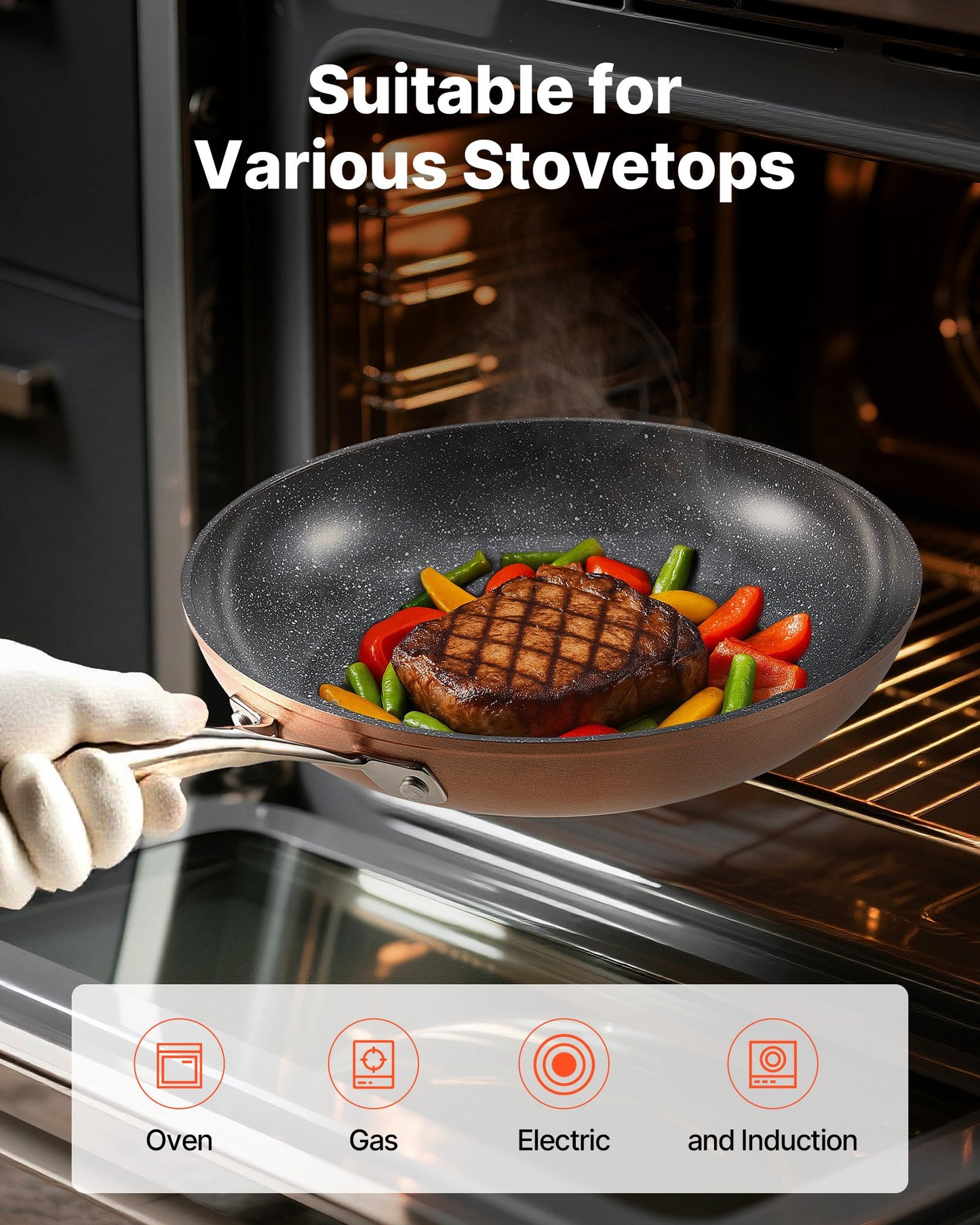 Frying Pan Skillet, Aluminum Egg Fry Pans, 3 Piece (200, 270, 300 mm),