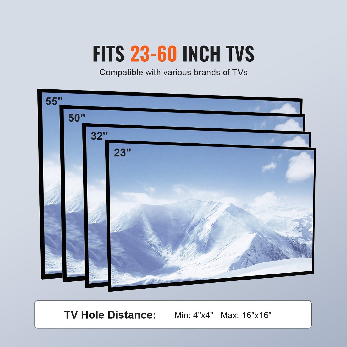 Mobile TV Stand, Mobile TV Cart for 23 to 60 inch TVs, Height