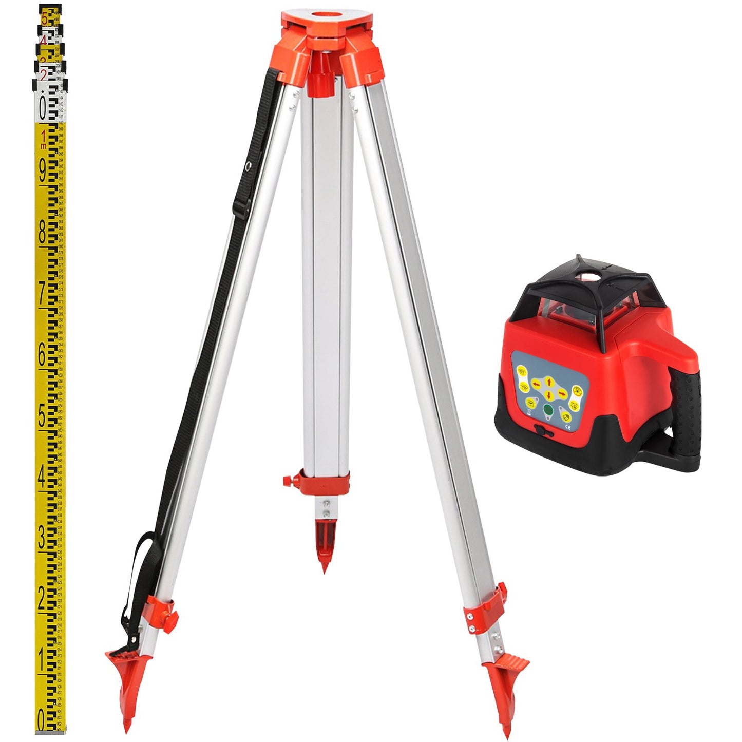 Green Rotary Laser Level Kit with Adjustable Tripod and 5M Staff, 500M