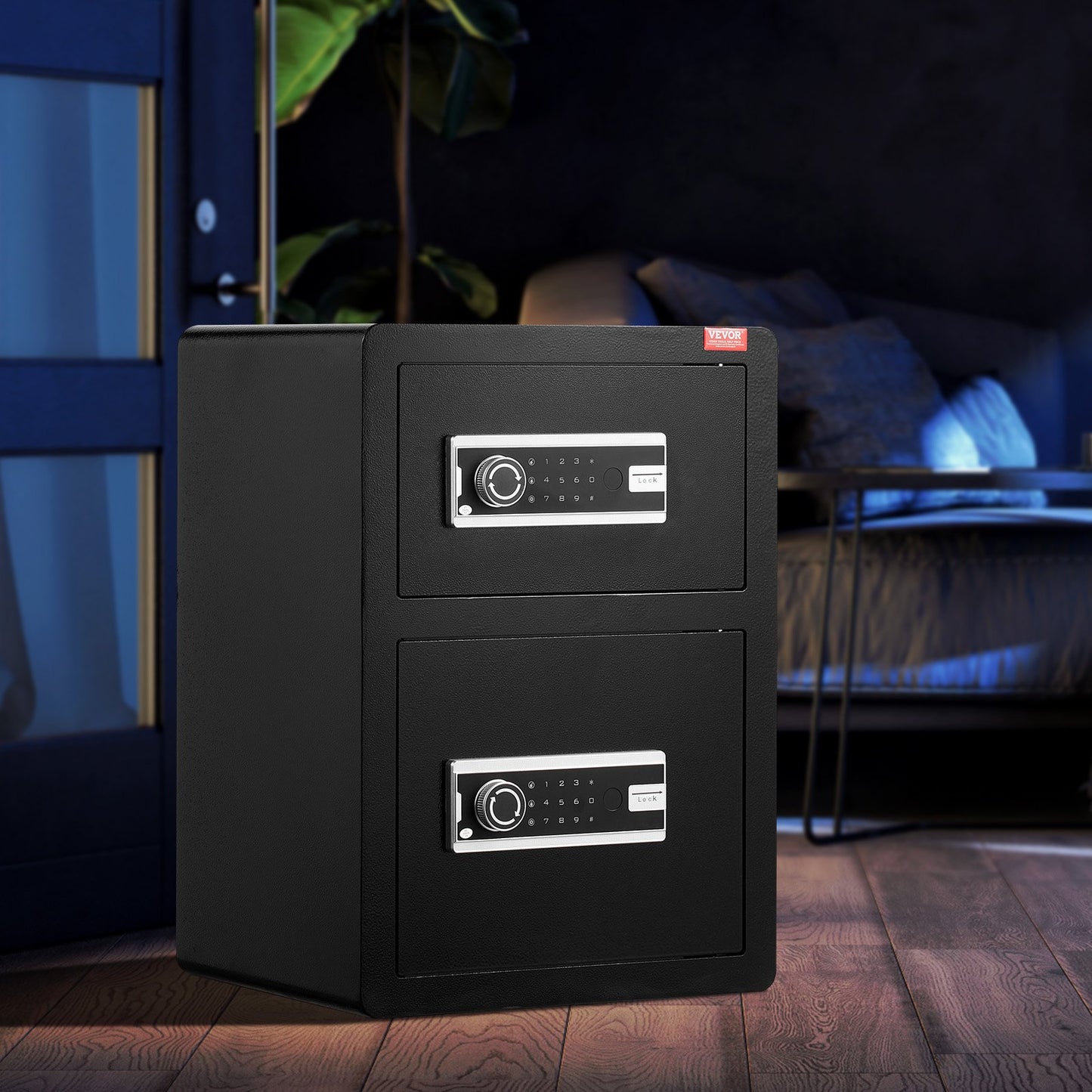 Double Doors 3.5 cu.ft Safe Box with Key Lock & Password, Safe Lock