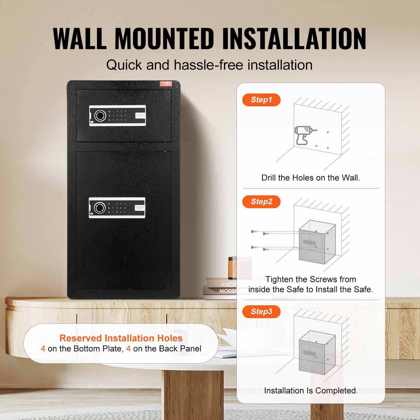Double Doors 5.5 cu.ft Safe Box with Key Lock & Password, Safe Lock