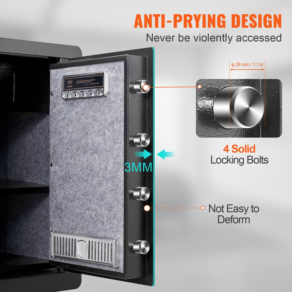 VEVOR Safe, 62 L Home Safe, Steel Security Safe with Fingerprint,