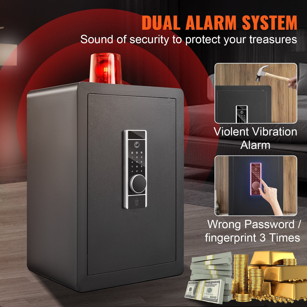 VEVOR Safe, 62 L Home Safe, Steel Security Safe with Fingerprint,