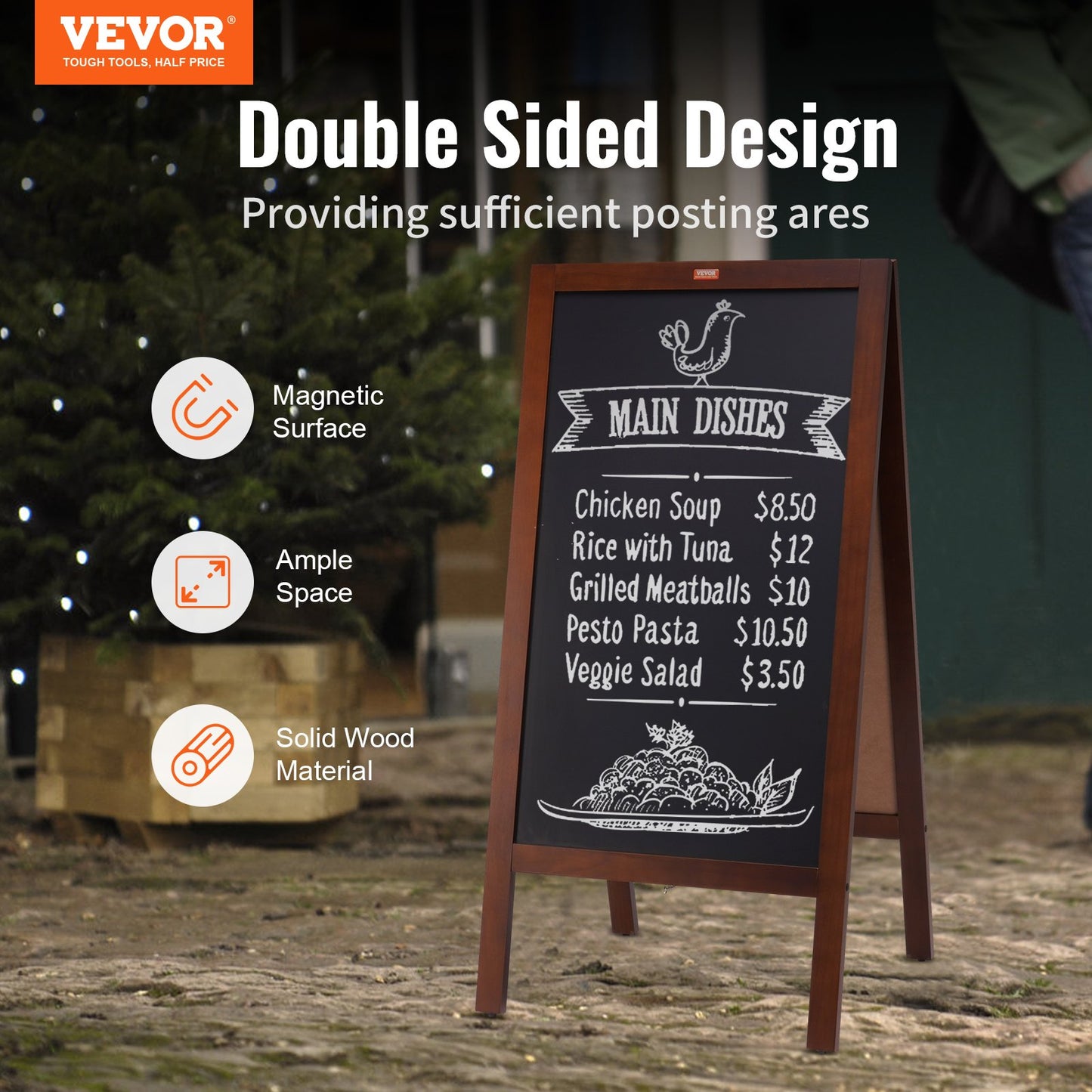 A Frame Chalkboard Sign, Double-Sided Sidewalk Signs, Freestanding