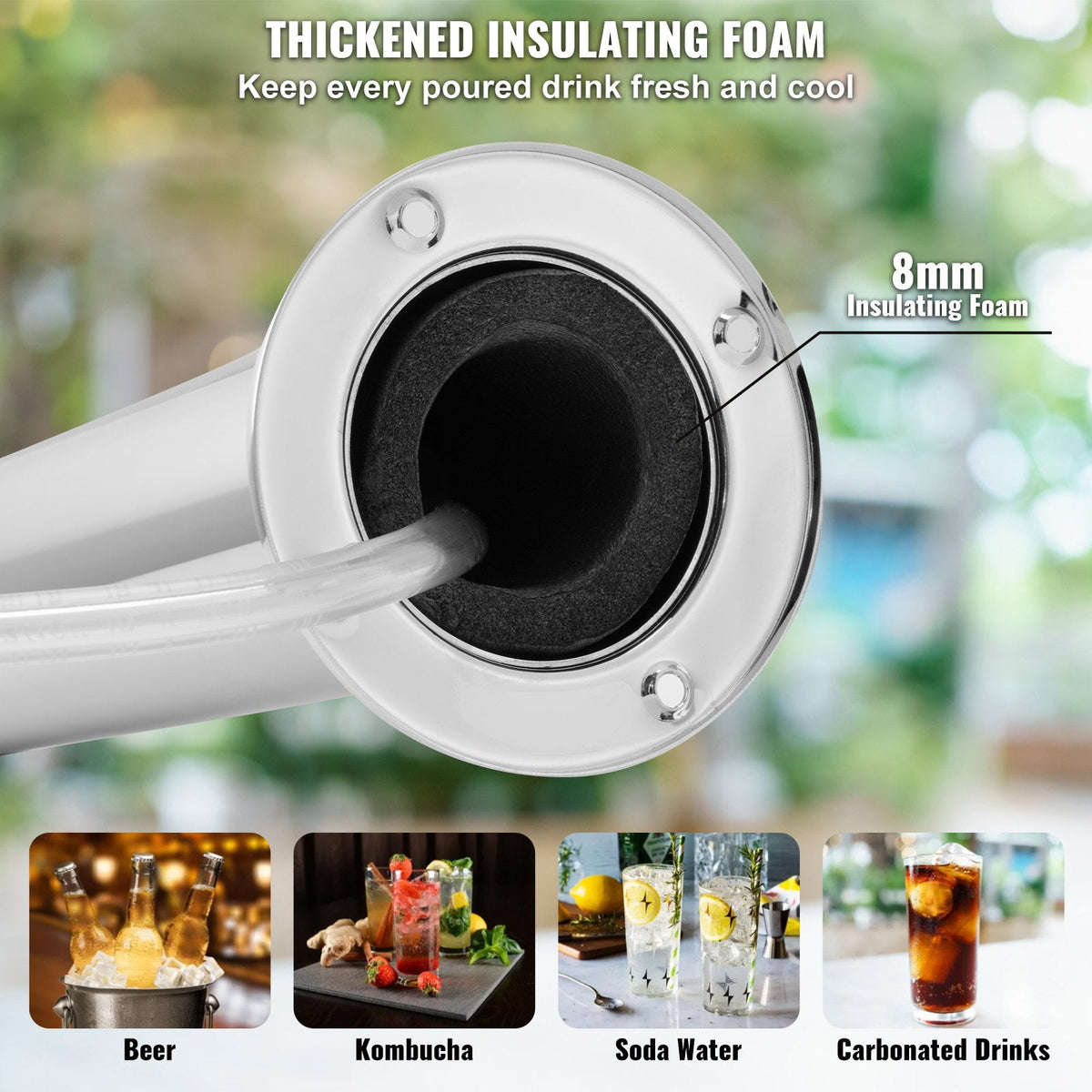 VEVOR Dual Taps Draft Beer Tower Dispenser, Stainless Steel Keg Beer