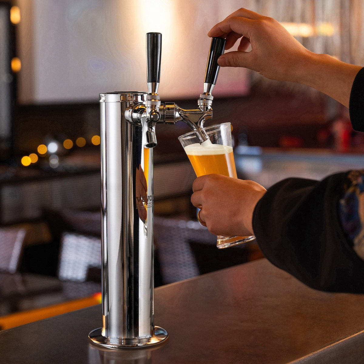 VEVOR Dual Taps Draft Beer Tower Dispenser, Stainless Steel Keg Beer