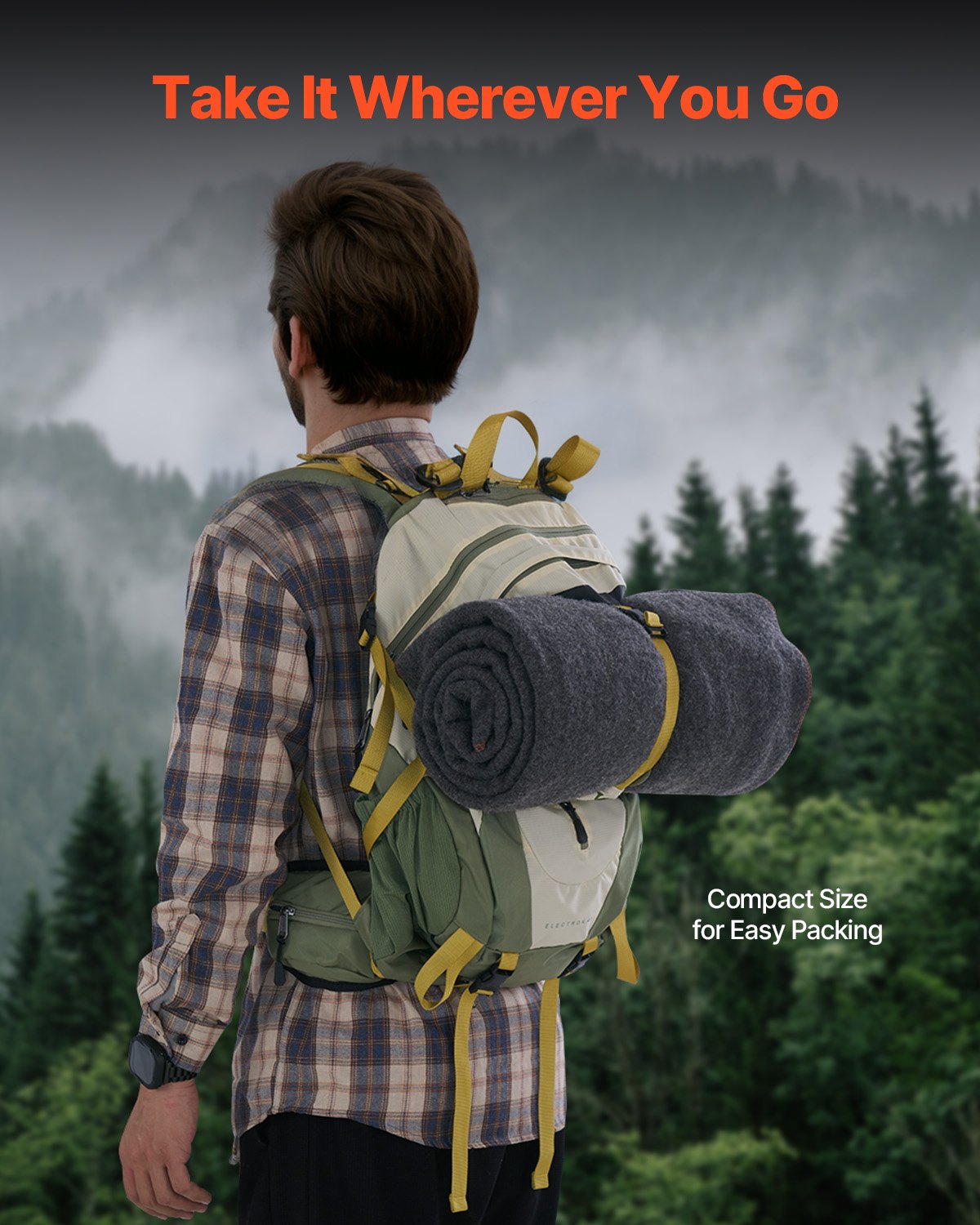Wool Camping Blanket 1,62x2,23m / 64in x 88in Warm for Camping Hiking