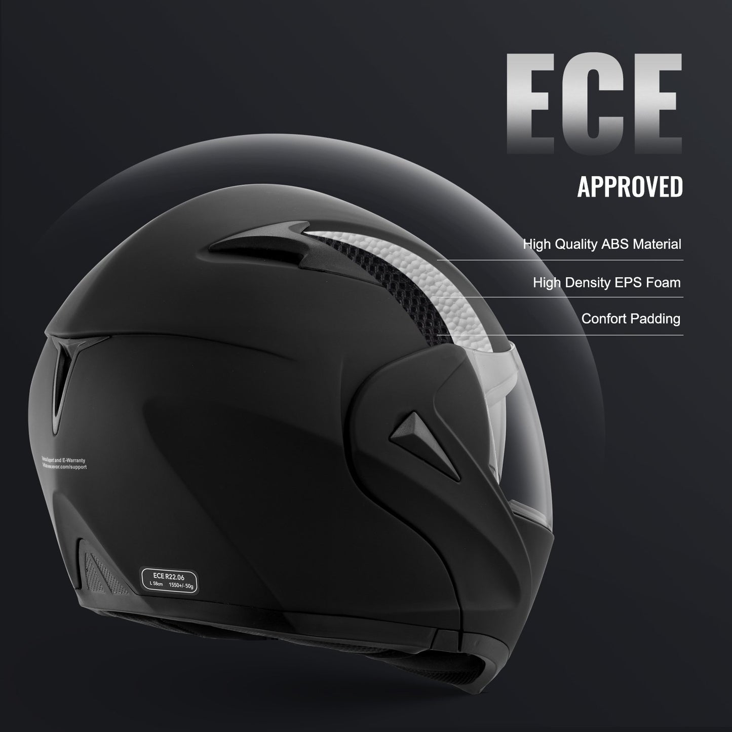 Motorcycle Helmet, Unmasked, Smart Street ABS & High Density Helmet