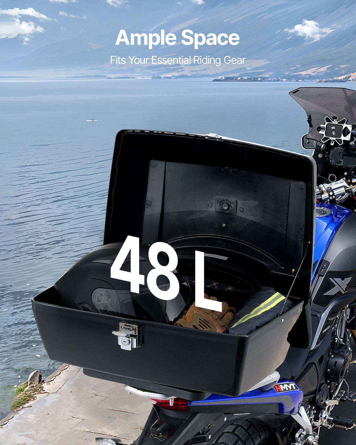 VEVOR Motorcycle Top Case, Universal Durable PP Material Motorbike