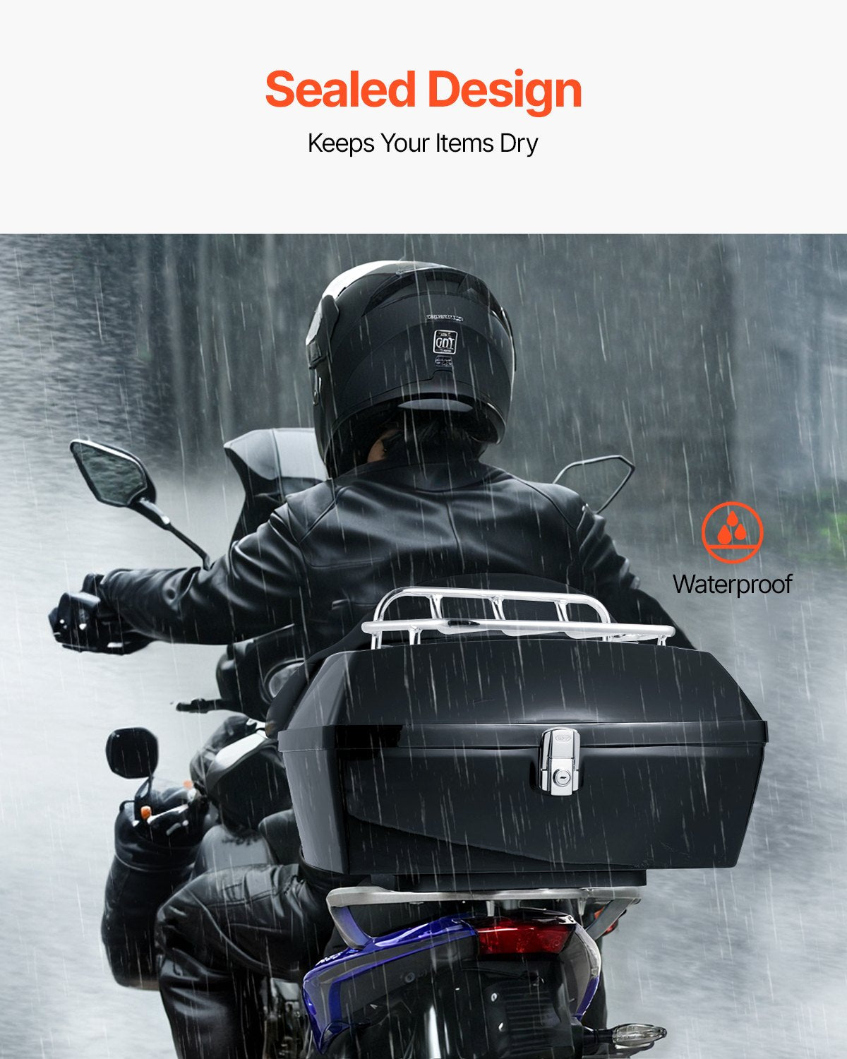 VEVOR Motorcycle Top Case, Universal Durable PP Material Motorbike