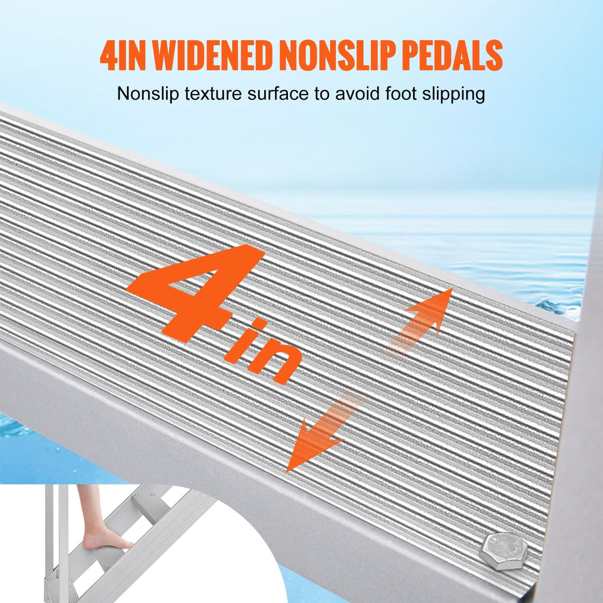 VEVOR Dock Ladder 4 Step, Dock Stairs 30''-38'' Adjustable Height, 500