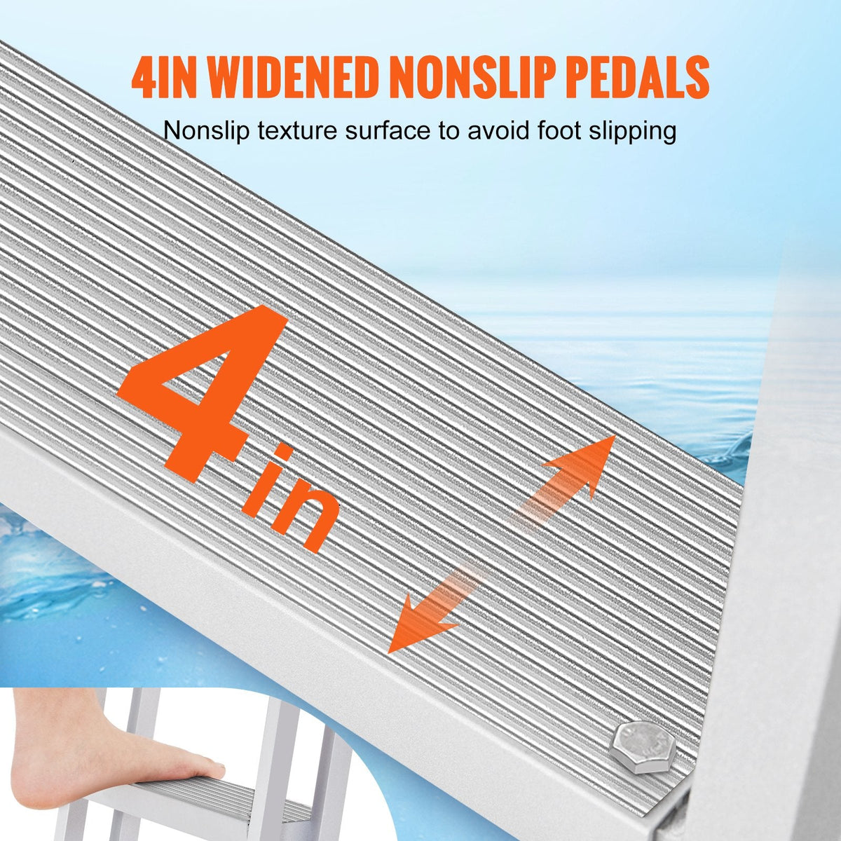 VEVOR Dock Ladder, Retractable 5 Steps, 350 lbs Load Capacity,