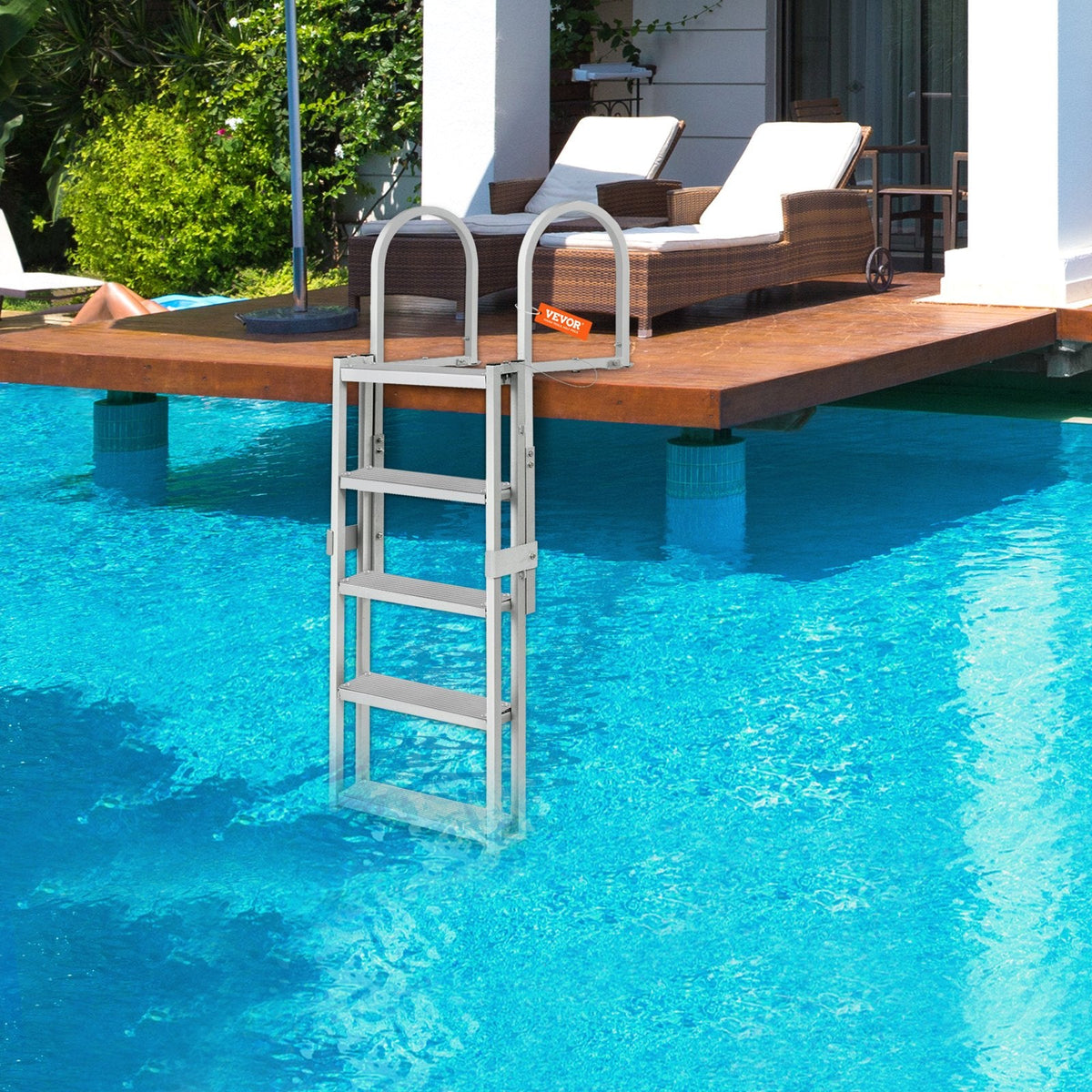 VEVOR Dock Ladder, Retractable 5 Steps, 350 lbs Load Capacity,
