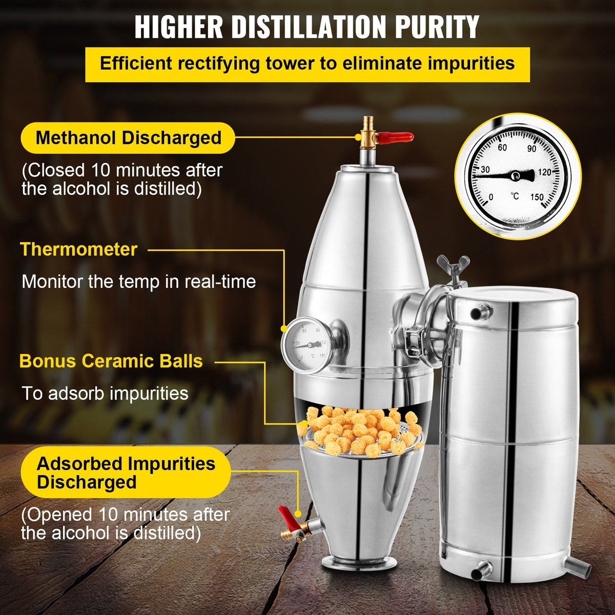 VEVOR Wine Boiler Stainless Steel Water Alcohol Distiller 13.2 Gallon