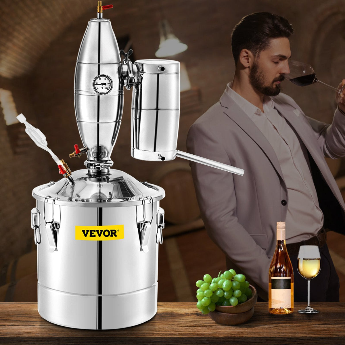 VEVOR Wine Boiler Stainless Steel Water Alcohol Distiller 13.2 Gallon