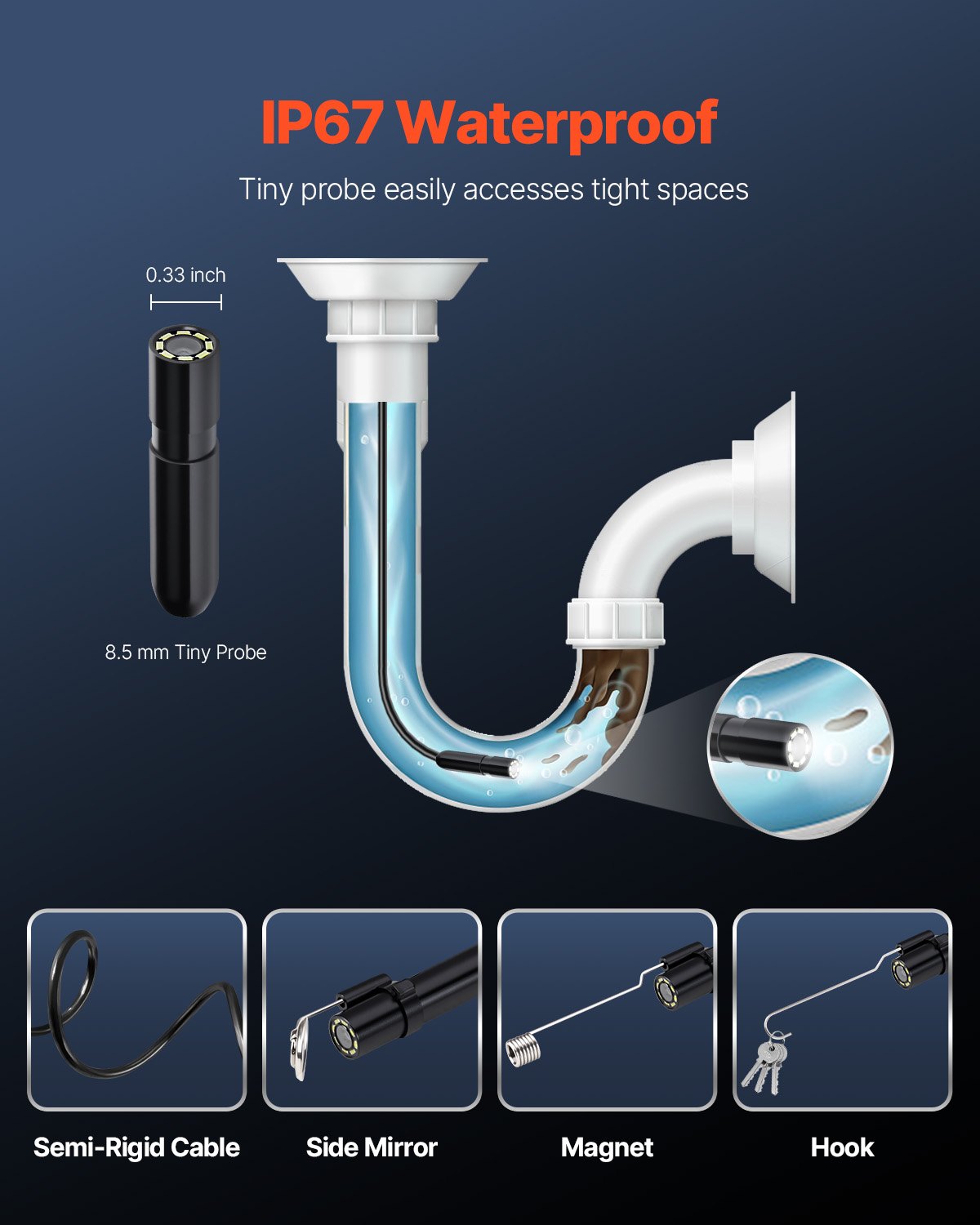 Endoscope Camera with Light, 1920P HD Borescope for Android & IOS, 8
