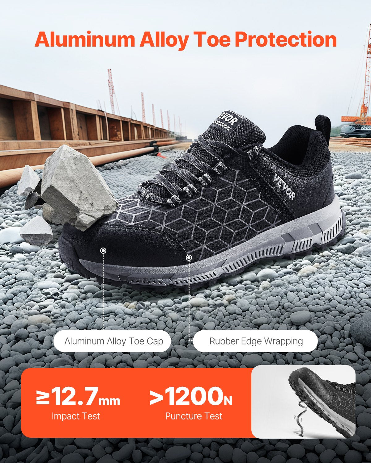 VEVOR Steel Toe Shoes for Men, US Size 11 Wide, Men’s Cushion Sport