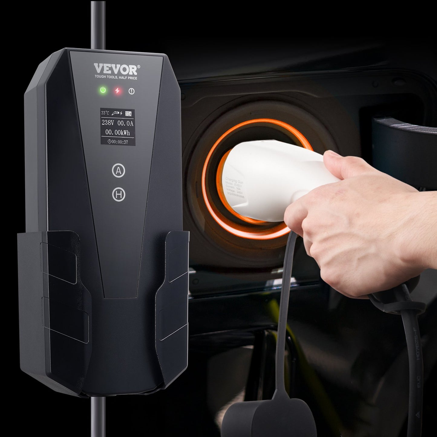 Portable EV Charger Type 2, 16A 3.7 kW, Electric Vehicle Car Charger