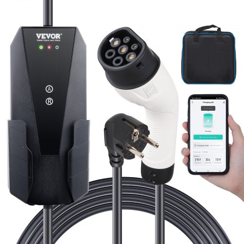 Portable EV Charger Type 2, 16A 3.7 kW, Electric Vehicle Car Charger