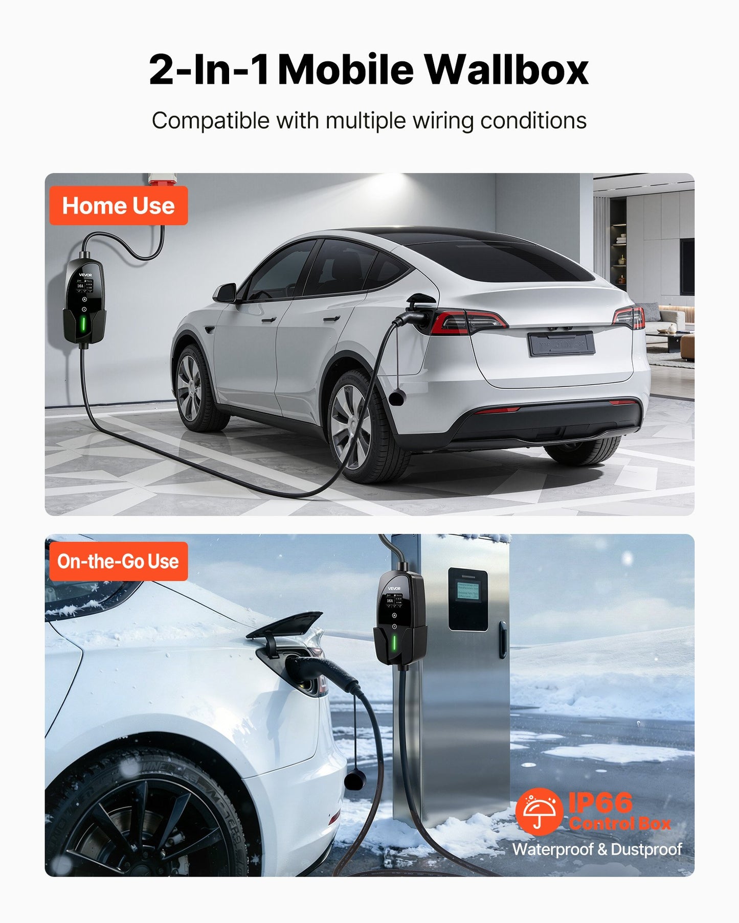 Mobile Wallbox, 11 kW 16A, Type 2 Portable EV Charger, 3 Phase