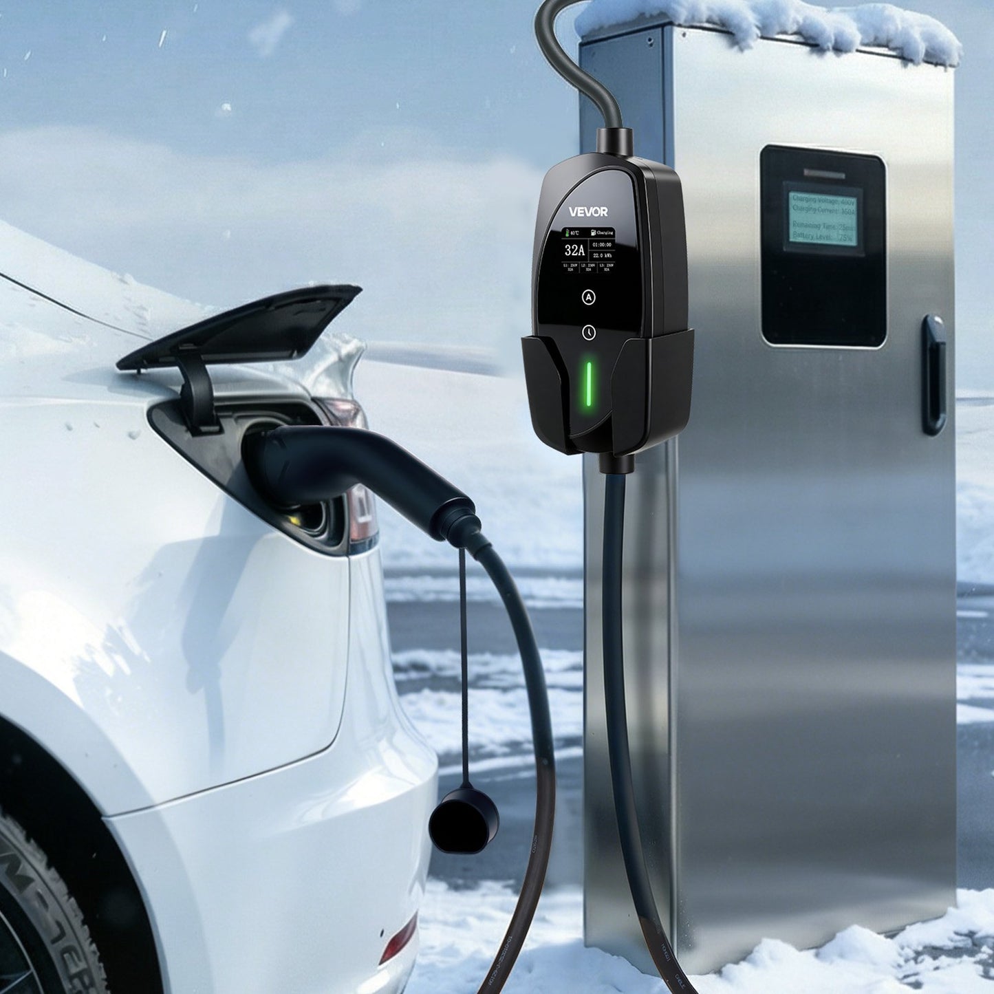 Mobile Wallbox, 22 kW 32A, Type 2 Portable EV Charger, 3 Phase