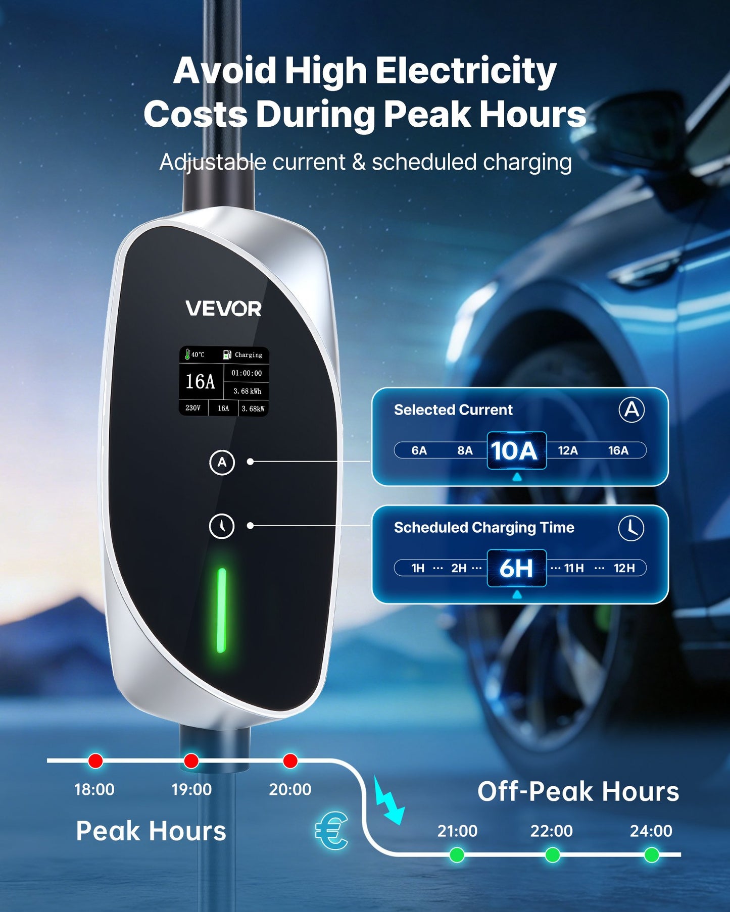 Mobile Wallbox, 3.6 kW 16A, Type 2 Portable EV Charger, Single Phase