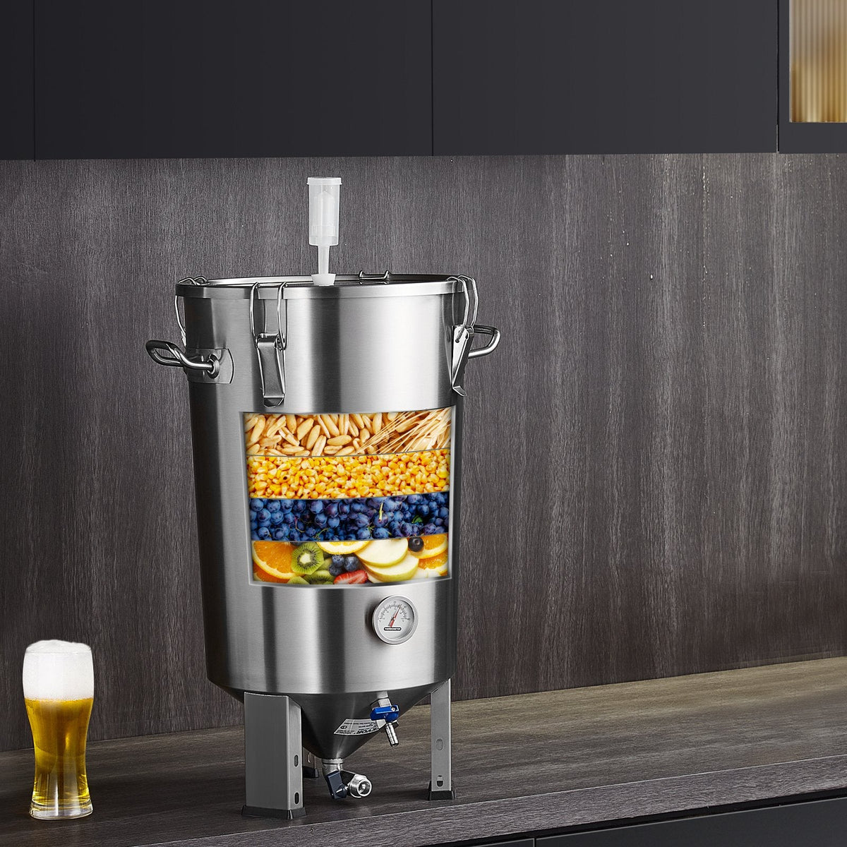 VEVOR 304 Stainless Steel Kettle, 30L Beer Brew Fermentor, Brew Bucket