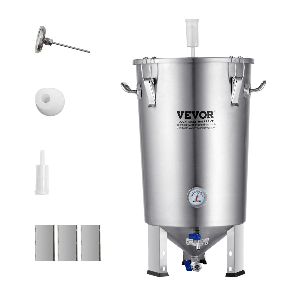 VEVOR 304 Stainless Steel Kettle, 30L Beer Brew Fermentor, Brew Bucket