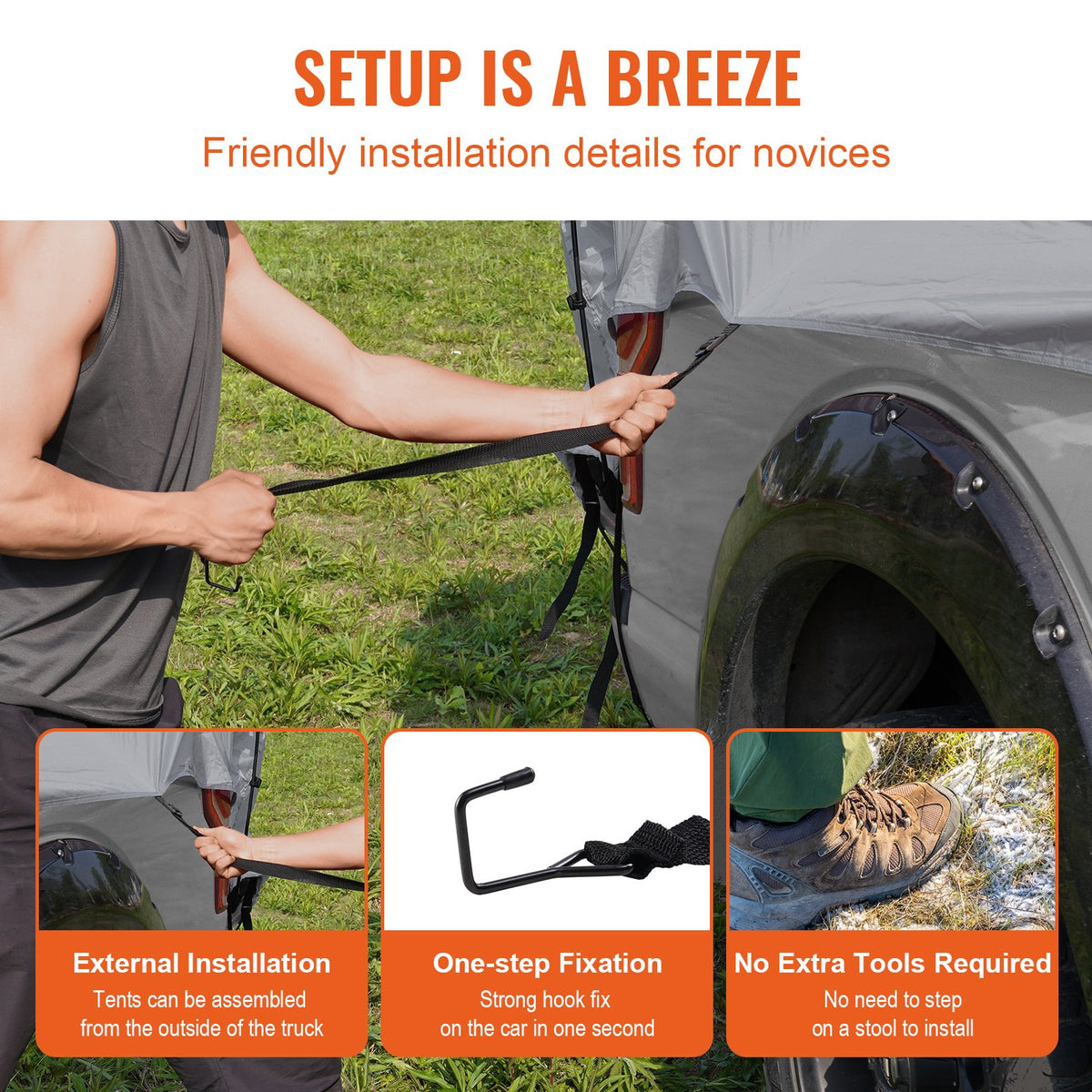 Truck Bed Tent, 5.5'-6' Pickup Truck Tent with Rain Layer and Carry