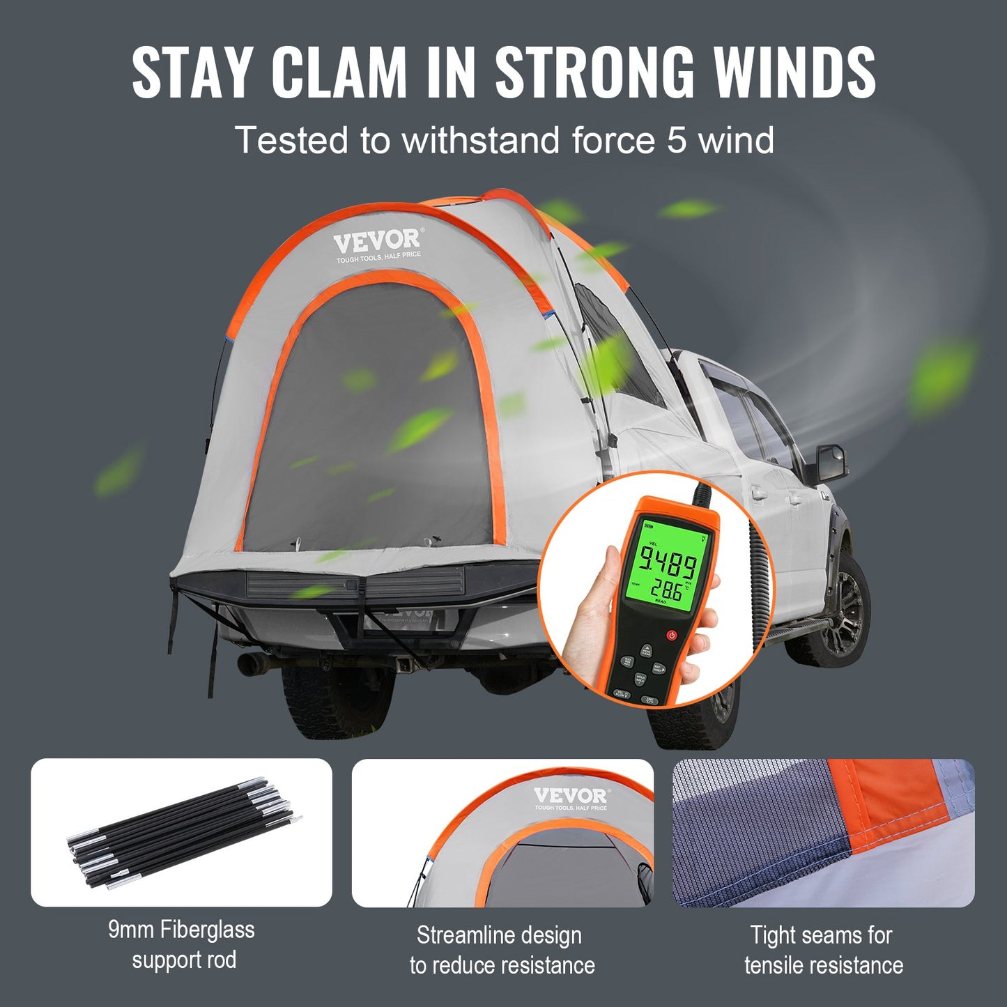 Truck Bed Tent, 5.5'-6' Pickup Truck Tent with Rain Layer and Carry