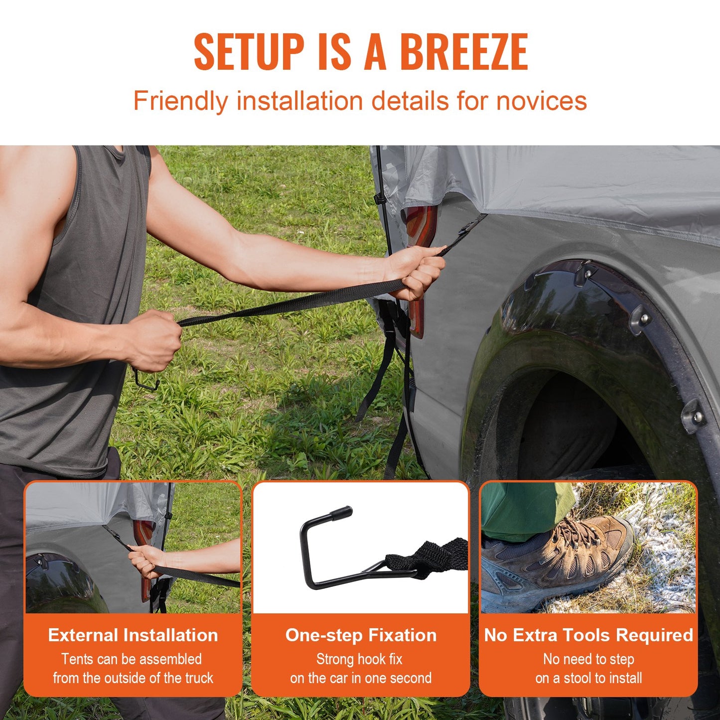 Truck Bed Tent, 5.5'-6' Pickup Truck Tent with Rain Layer and Carry