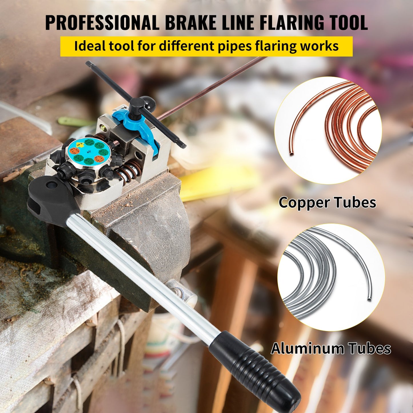 Brake Line Flaring Tool, 45 Degree Single, Double, and Bubble Flares