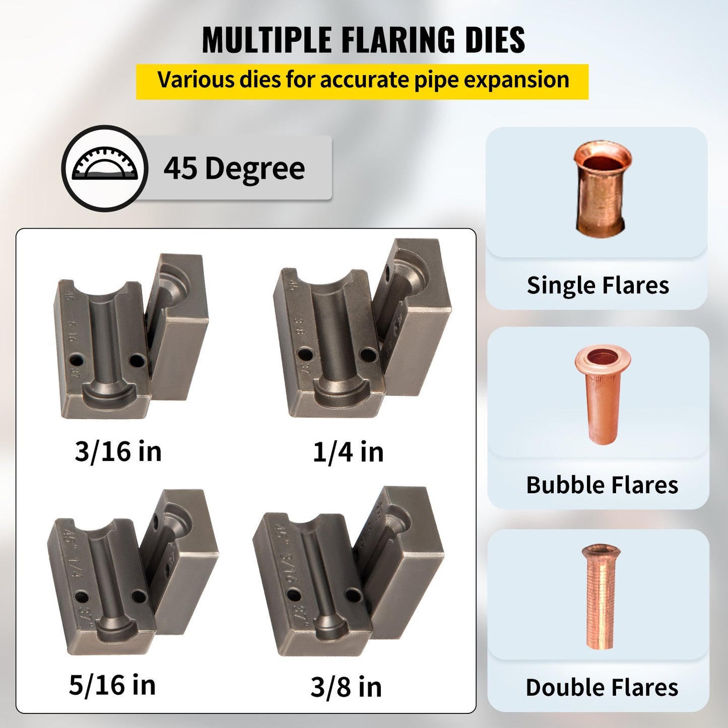 Brake Line Flaring Tool, 45 Degree Single, Double, and Bubble Flares