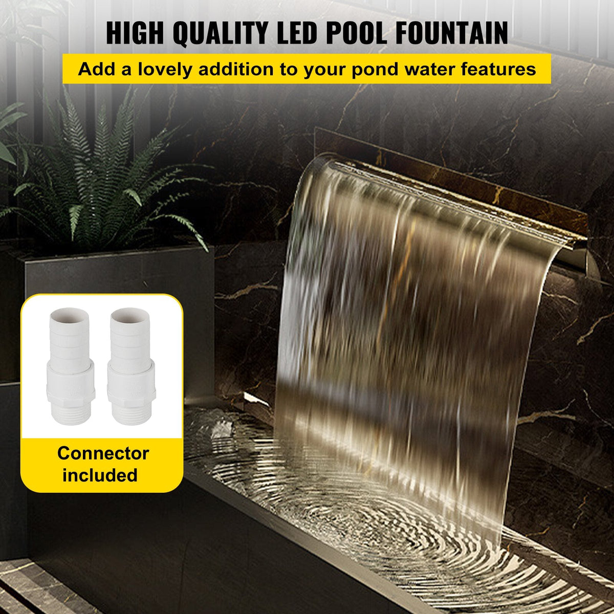 VEVOR Swimming Pool Waterfall Spillway 151x11.5x8 cm Stainless Steel