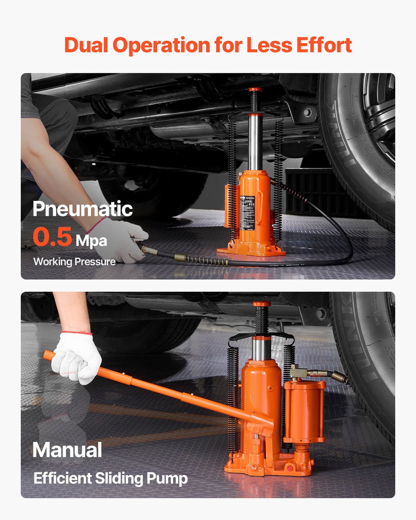 Air Hydraulic Bottle Jack, 12 Ton Max Load Capacity, 265-505 mm