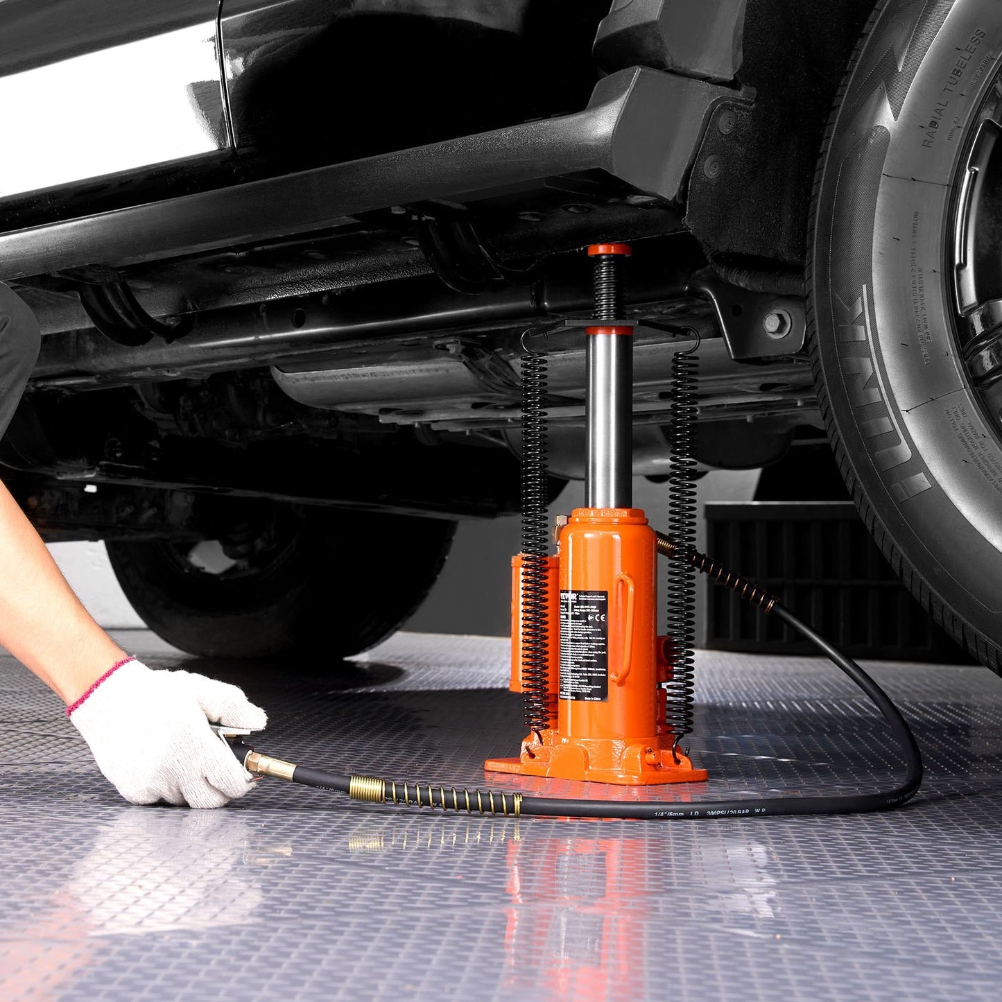 Air Hydraulic Bottle Jack, 12 Ton Max Load Capacity, 265-505 mm